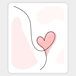 Heart One Line Art - Abstract Heart Single Line - Heart Continuous Line Sticker